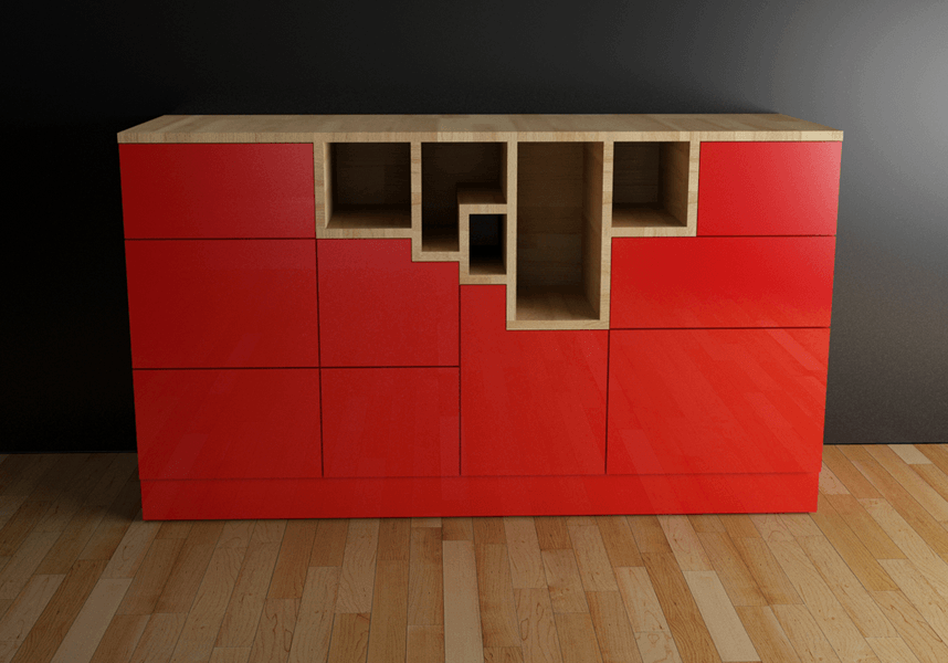 Red Kubik´s cube _sideboard